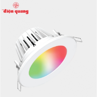 Bộ đèn LED Downlight thông minh Điện Quang Apollo ĐQ SLRD04 07727 115 BR01 (7W, warmwhite, 4.5 inch, kết nối Bluetooth, điều khiển sắc màu RGB)