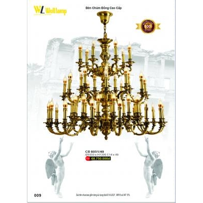 Đèn Chùm Đồng Cao Cấp CĐ 8051/49