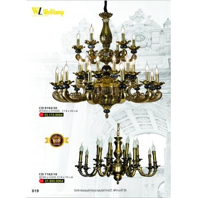 Đèn Chùm Đồng Cao Cấp CĐ 9192/30 - 7162/16