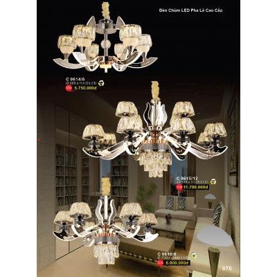 Đèn Chùm Led Pha Lê Cao Cấp C 9614/6 - 9615/12 - 9616/6
