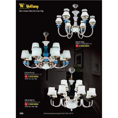 Đèn Chùm Gốm Sứ Cao Cấp CS 8116/6 - 8121/12 - 8126/12