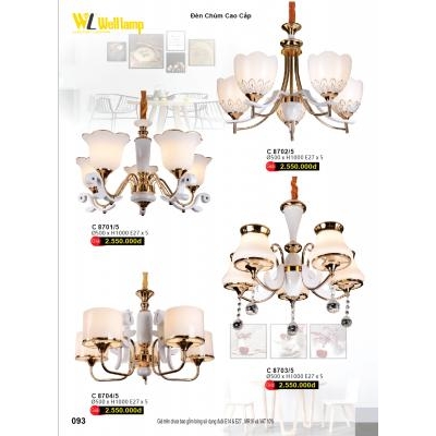 Đèn Chùm Pha Lê Cao Cấp C 8701/5 - 8702-5