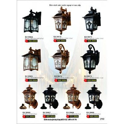 Đèn Tường Sân Vườn Cao Cấp SV 8964-8965-8966-8967