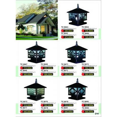 Đèn Đầu Cột Nhôm Đúc TC 9663-9664-9665-9666